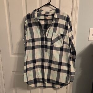 Merona Navy and White Plaid Shirt
